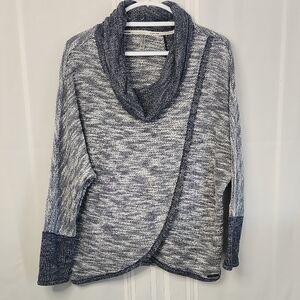 Calvin Klein White and Blue Cowl Neck Sweater